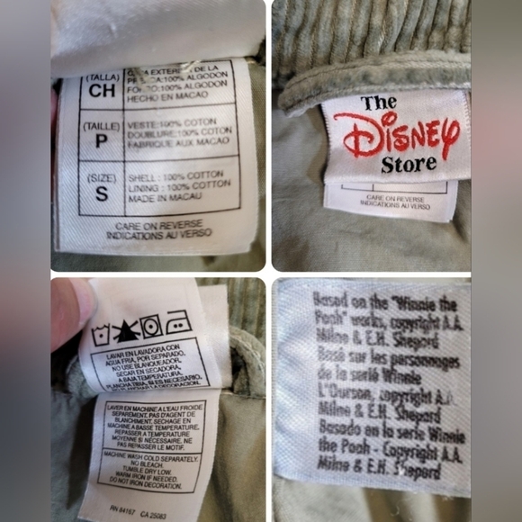Disney Store Vintage Winnie The Pooh Denim Corduroy Collar Jacket Size S - Picture 15 of 16